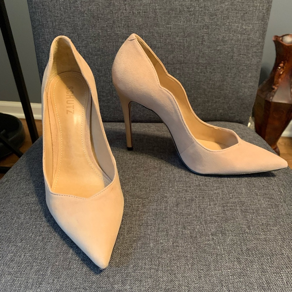 Schutz Beige Suede Monaliza Pumps Heels
